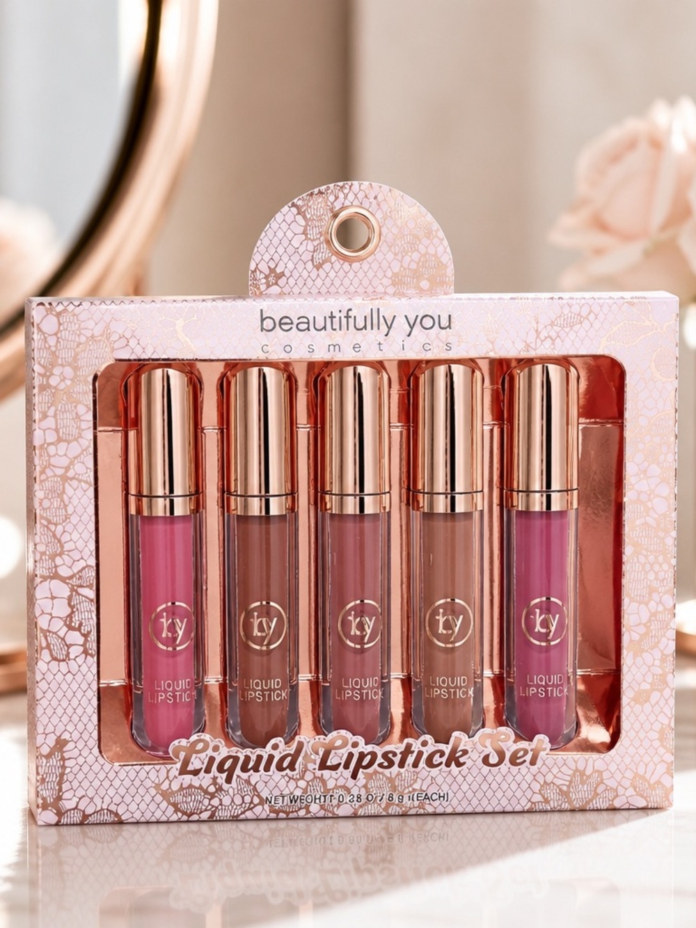Beautifully You Liquid Lipstick Set 5-Piece Pink & Neutral Shades New
